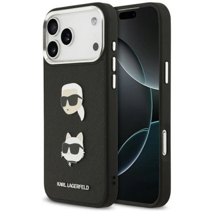 Karl Lagerfeld Puzdro Grained K C Heads Pins and Logo iPhone 17 Pro Max čierna
