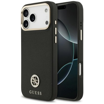 Guess Grained Strass Logo Magsafe pre iPhone 17 Pro Max cierne puzdro