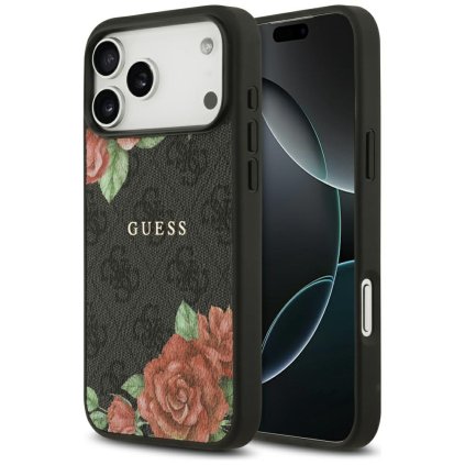 Guess Hardcase 4G Flowers Print MagSafe iPhone 17 Pro Max cierne puzdro