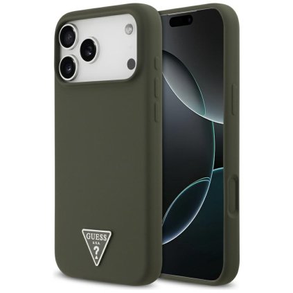 Guess Silikónové Puzdro Trojuholníkové Logo MagSafe iPhone 17 Pro Max Khaki
