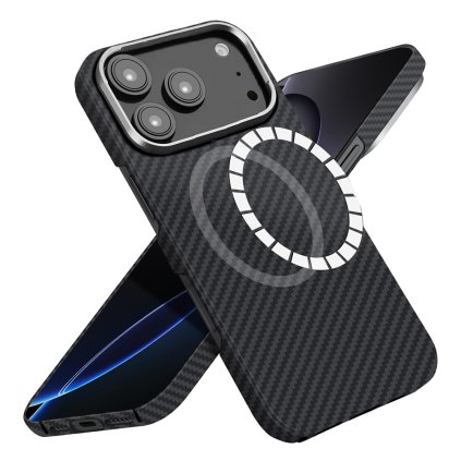 Techsuit Aramid Fiber MagSafe pre iPhone 17 Pro Max čierne puzdro