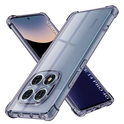 Techsuit nárazuvzdorné priehľadné silikónové puzdro Xiaomi Redmi Note 14 Pro 4G dymovo čierne