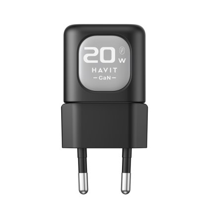 Havit Nástenná nabíjačka UC220 EU USB Typ C GaN 20W čierna sivá