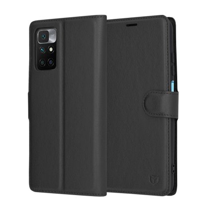 Techsuit Kožené puzdro Xiaomi Redmi 10 Redmi 10 2022 Čierne