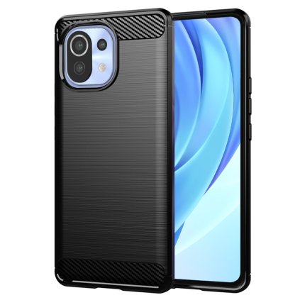 Techsuit Karbón Silikón Puzdro Xiaomi Mi 11 Lite 4G 5G NE Čierny
