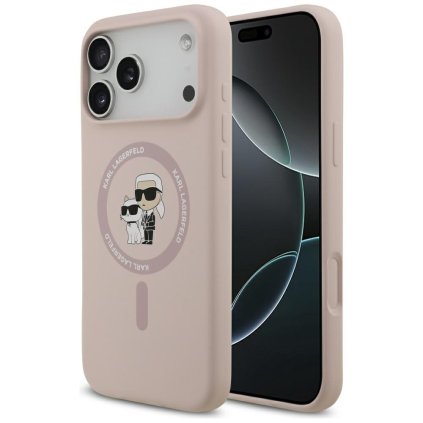 Karl Lagerfeld Silikónové puzdro Ring MagSafe iPhone 17 Pro Max Pink Karl Choupette