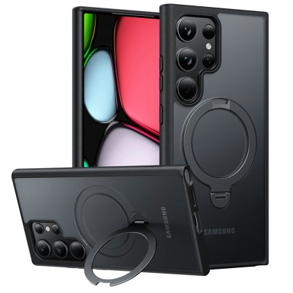 Torras Ostand Spin MagSafe Series Samsung Galaxy S24 Ultra čierne puzdro