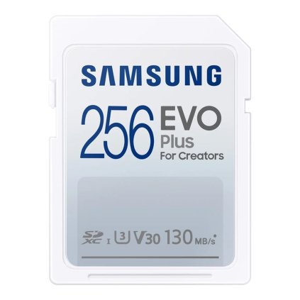 Samsung pamäťová karta EVO Plus SDXC 256GB UHS I U3 V30 A2 130MBs biela