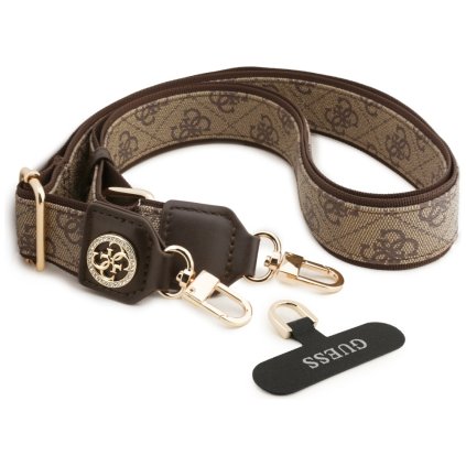 Guess Strap Tether Patch 4G Strass Metal Logo univerzálne nastaviteľné hnedé puzdro