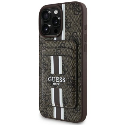Guess puzdro cardslot 4G Stripes MagSafe iPhone 16 Pro Max hnedé