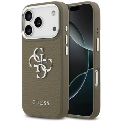 Guess Puzdro Grained Big 4G Classic Logo iPhone 17 Pro hnedé