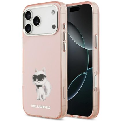 Karl Lagerfeld IML Akvarel Choupette a Logo MagSafe iPhone 17 Pro ružová