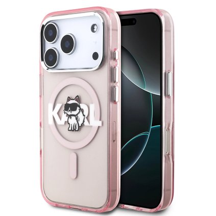 Karl Lagerfeld IML Choupette Sketch Logo MagSafe iPhone 17 Pro ružové puzdro