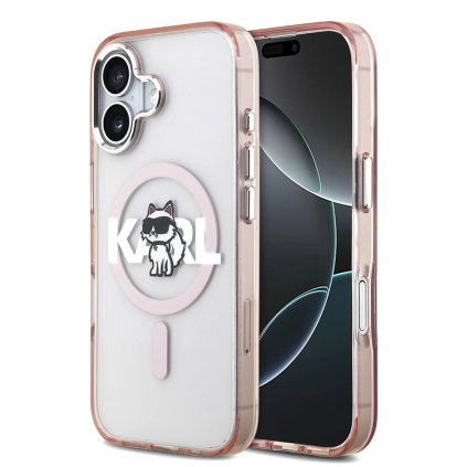 Karl Lagerfeld IML Choupette Sketch Logo MagSafe iPhone 17 ružové puzdro