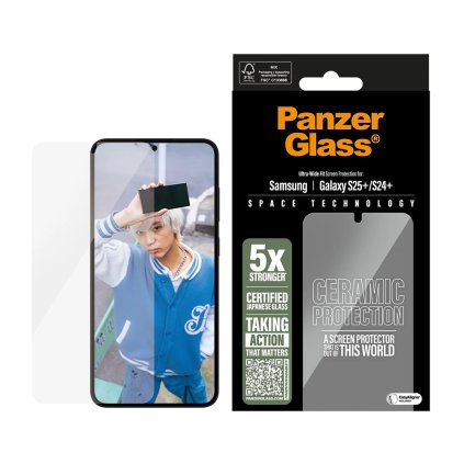 PanzerGlass Ultra Wide Fit keramický chránič displeja s EasyAligner Samsung Galaxy S25 Plus S24 Plus číry