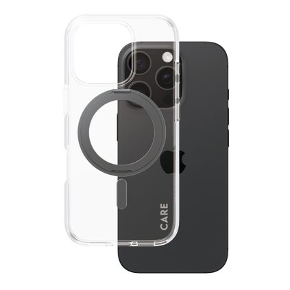 PanzerGlass CARE Black Kickstand Magsafe pre iPhone 16 Pro priehľadné puzdro