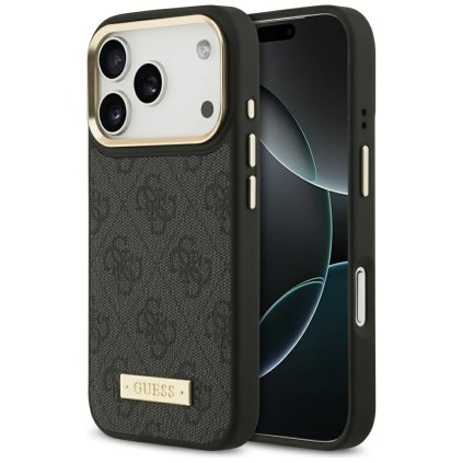 Guess Hardcase 4G Logo Plate MagSafe iPhone 17 Pro čierny