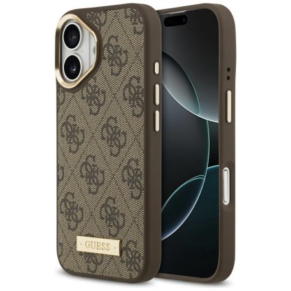 Guess Hardcase 4G Logo Plate MagSafe iPhone 17 Hnedý