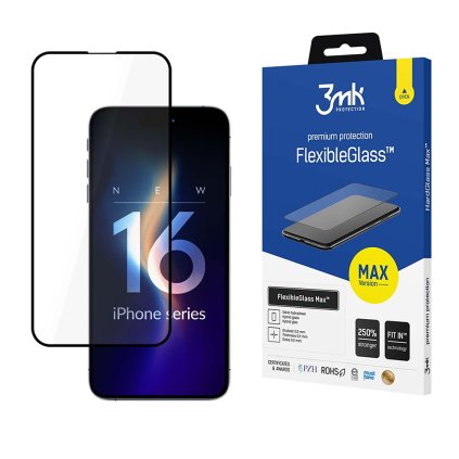 3mk FlexibleGlass Max pre iPhone 16 Pro čierne puzdro