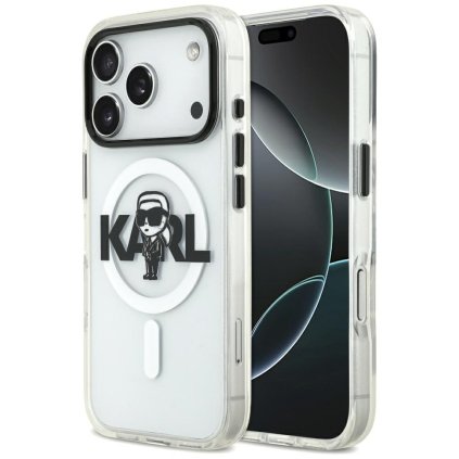 Karl Lagerfeld IML MagSafe Sketch Logo iPhone 17 Pro priehľadné puzdro Karl