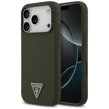 Guess Silikónové Puzdro Triangle Logo MagSafe iPhone 17 Pro khaki