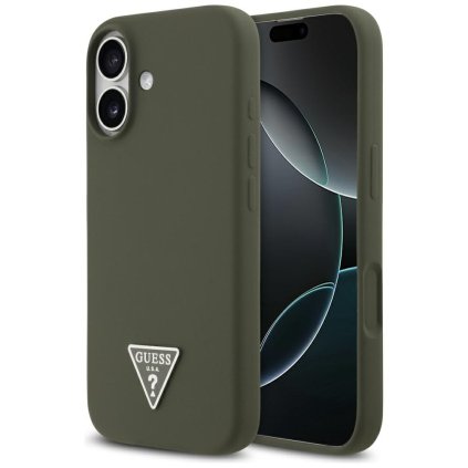 Guess Silikónové Puzdro Triangle Logo MagSafe iPhone 17 Khaki