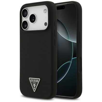 Guess Silikónové Puzdro Triangle Logo MagSafe iPhone 17 Pro čierne