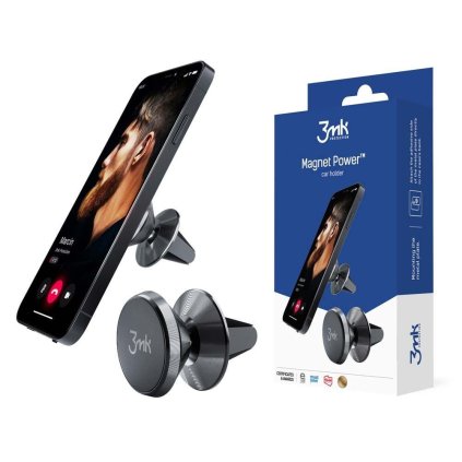 3mk Magnetický držiak do auta Power do ventilácie čierny hliník silikón