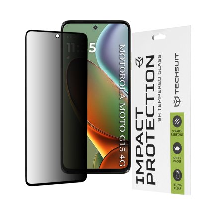 Ochranné sklo Techsuit 111D Privacy Full Glue pre Motorola Moto G15 G15 Power čierne