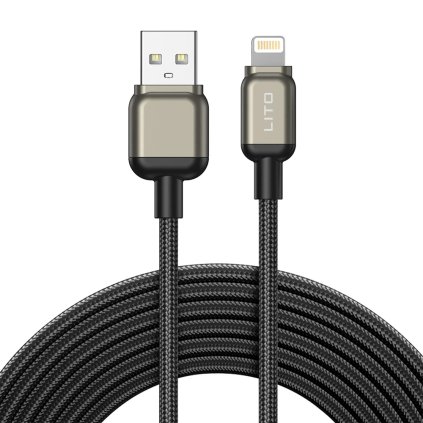 Lito Dátový kábel LD17 USB na Lightning Rýchle nabíjanie Pletený nylon Čierny