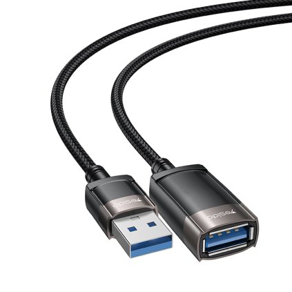 Yesido Predlžovací Adaptér GS26 USB 2.0 s 1.5m káblom opletený sivý