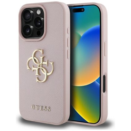 Guess Hardcase Grained Big 4G Logo Small Classic Logo iPhone 16 Pro ružová