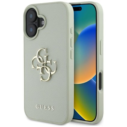 Guess Puzdro Grained Big 4G Logo Small Classic Logo iPhone 16 zelené