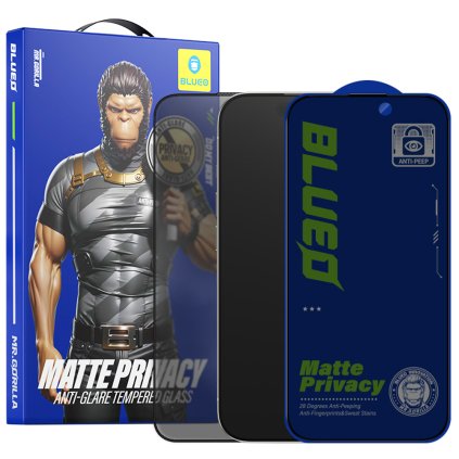 Blueo anti-peep privacy sklo iPhone 15 Pro Max matná čierna