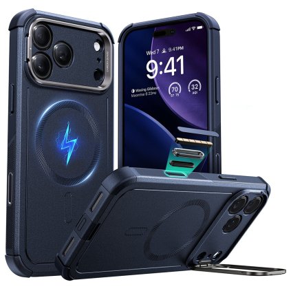 ESR Cyber Armor Kickstand pre iPhone 17 Pro modré puzdro
