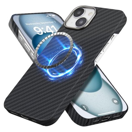 Techsuit Aramid Fiber MagSafe pre iPhone 15 čierne puzdro