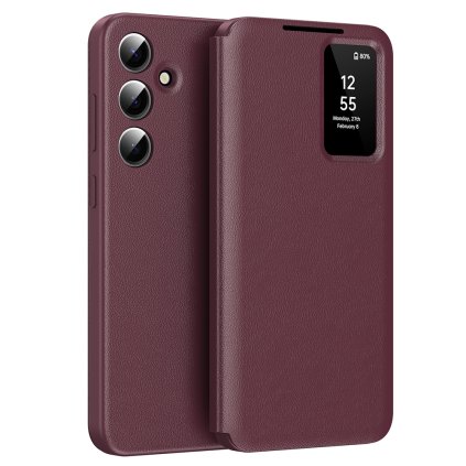 Techsuit SmartView Series pre Samsung Galaxy S25 červené puzdro