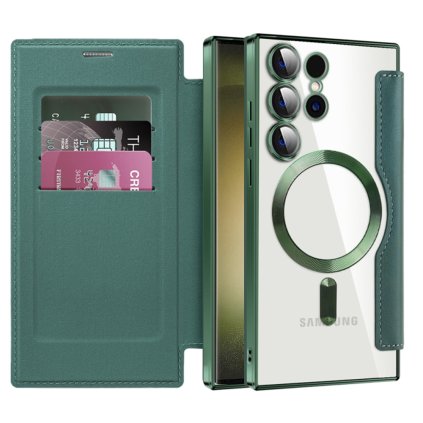 Puzdro na knihu Techsuit SmartMag pre Samsung Galaxy S23 Ultra zelené