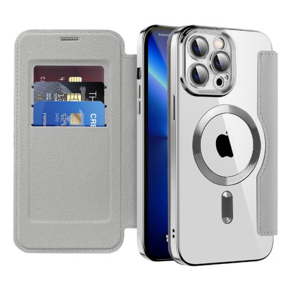 Puzdro na knihu Techsuit SmartMag iPhone 13 Pro sivé