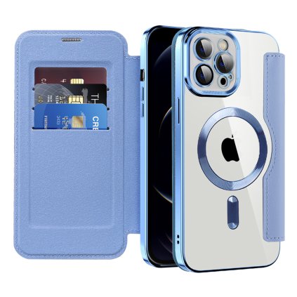 Puzdro na knihu Techsuit SmartMag iPhone 12 Pro Max svetlomodré