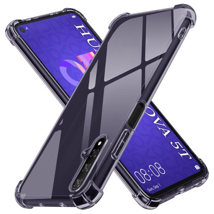 Techsuit Shockproof priehľadné silikónové puzdro Huawei Nova 5T Honor 20 dymovo čierne