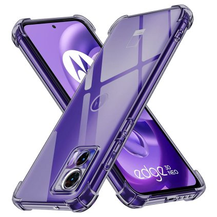 Techsuit Shockproof priehľadné silikónové puzdro pre Motorola Edge 30 Neo dymová čierna