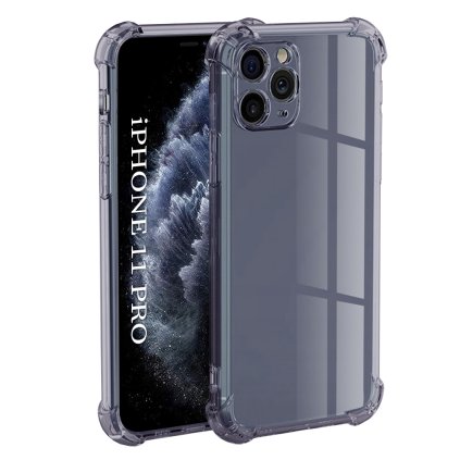 Techsuit Shockproof priehľadné silikónové puzdro iPhone 11 Pro dymovo čierne