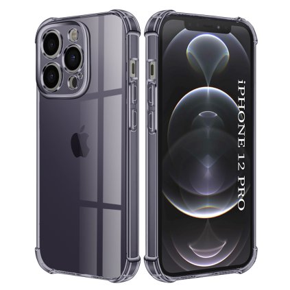 Techsuit nárazuvzdorné priehľadné silikónové puzdro iPhone 12 Pro dymovo čierne