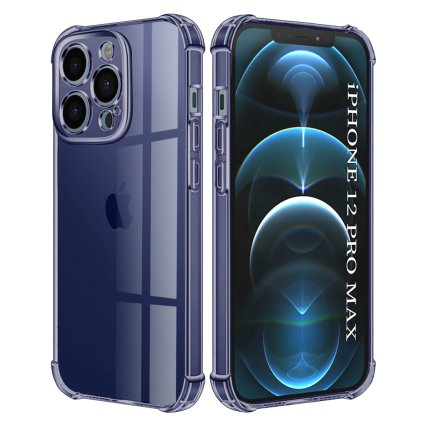 Techsuit Shockproof priehľadné silikónové puzdro iPhone 12 Pro Max dymovo čierne