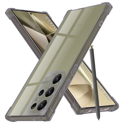 Techsuit Shockproof priehľadné silikónové puzdro Samsung Galaxy S24 Ultra dymovo čierne