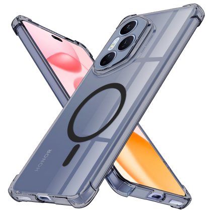 Techsuit Shockproof priehľadné silikónové MagSafe Honor 400 Pro dymovo čierne puzdro