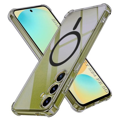 Techsuit Shockproof priehľadné silikónové puzdro MagSafe Samsung Galaxy S24 FE dymová čierna