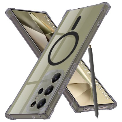 Techsuit Shockproof priehľadné silikónové puzdro MagSafe Samsung Galaxy S24 Ultra dymovo čierna