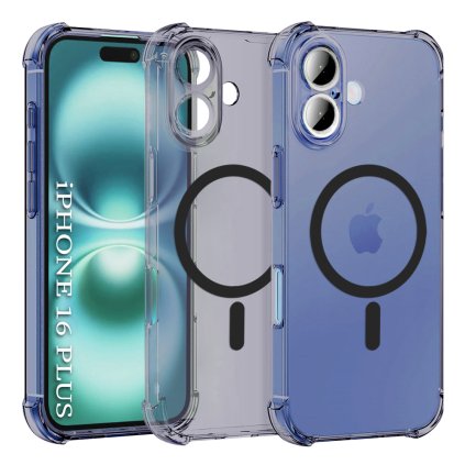 Techsuit Shockproof priehľadné silikónové puzdro MagSafe iPhone 16 dymovo čierne